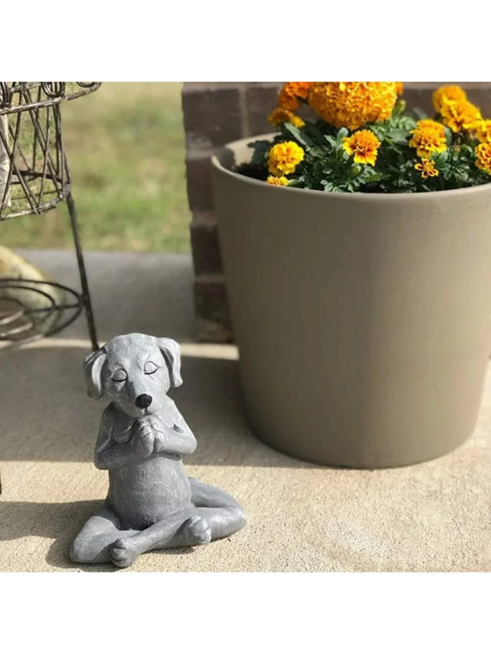 Zen Dog Buddha Statue - Meditating Dog Figurine for Tranquil Fairy Garden Decor